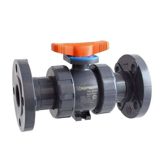 Hayward Flow Control Manual 2-Way Ball Valve,Flange,PVC TBH1200A0FV0Z00