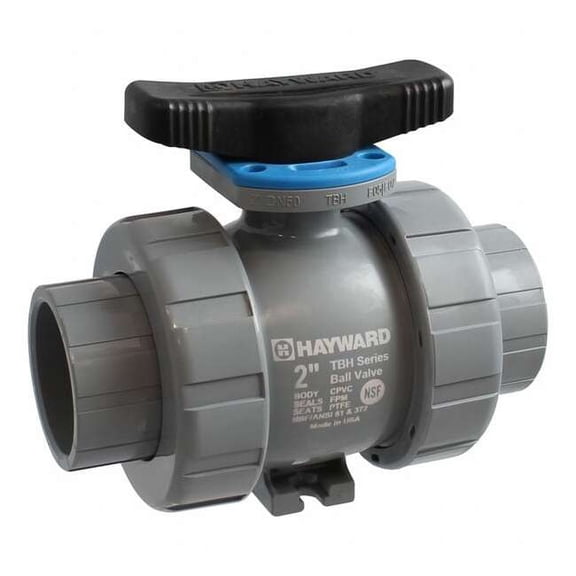 Hayward Flow Control Manual 2-Way Ball Valve,True-Union,PVC TBH1300A0SV0Z00