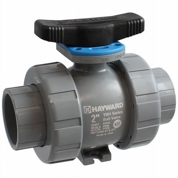 Hayward Flow Control Manual 2-Way Ball Valve,True-Union,PVC TBH1400A0SV0Z00