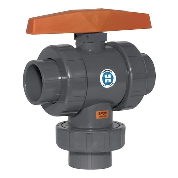 Hayward Flow Control Manual 3-Way Ball Valve,1 1/2",PVC TW1150STE