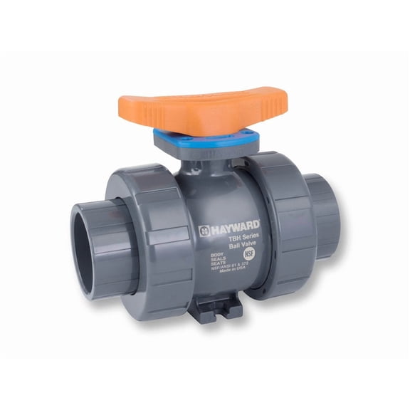 Hayward Flow Control TBH1100ASTE0000 Series TBH True Union Ball Valve, Socket/Threaded End, PVC with EPDM Seals, 1" Size J101