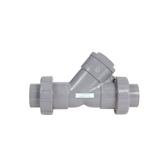 Hayward Flow Control Y-Check Valve, True Union, 1", PVC/FPM, Socket YC10100SU