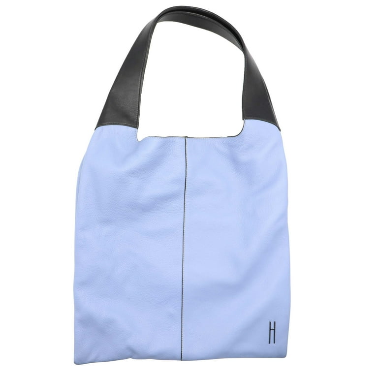 Hayward Grand Shopper Embroidered Leather Tote Top Handle Bag Blue