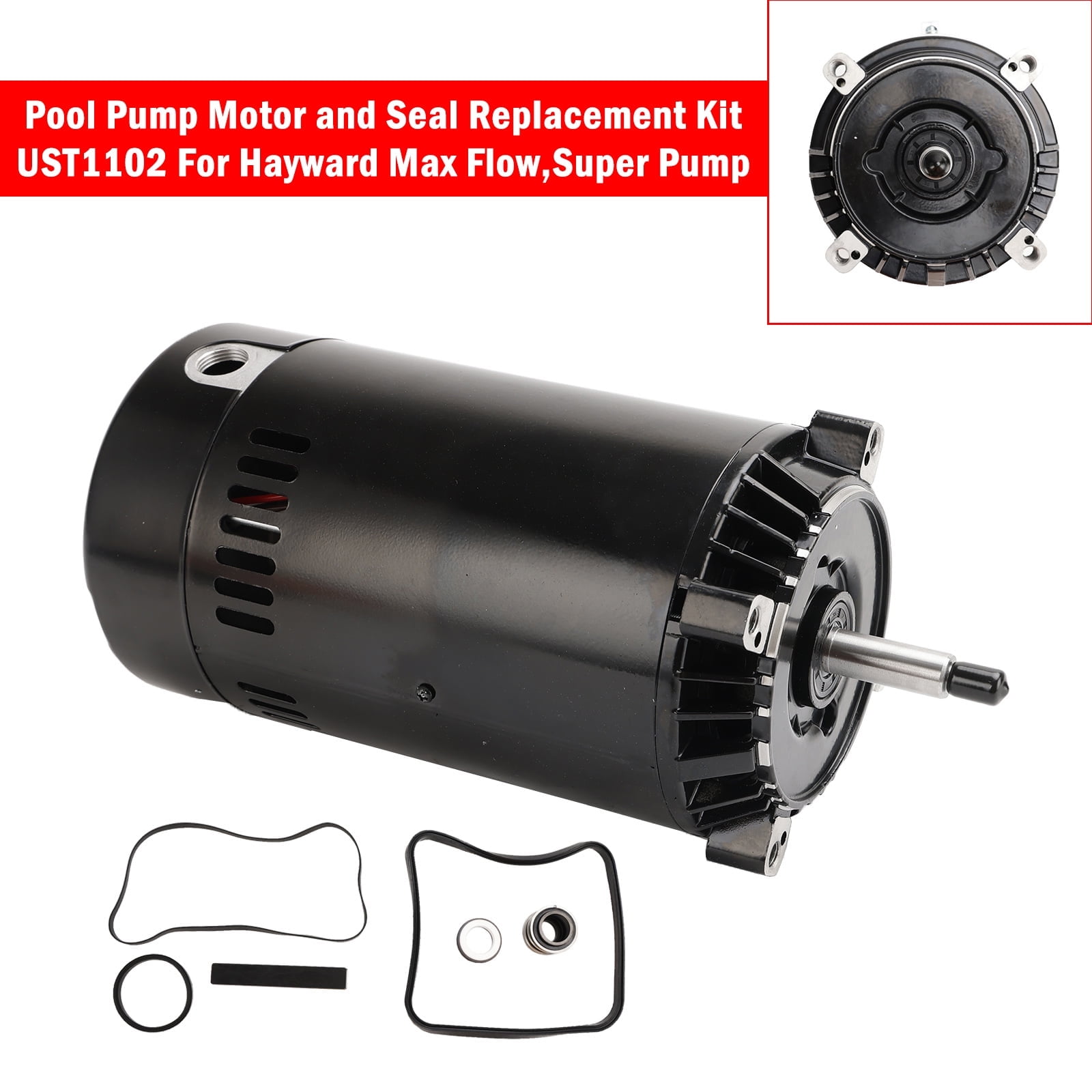 Black 1HP Pool Pump Motor and Seal Replacement Kit