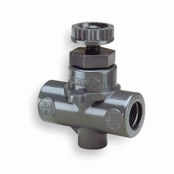 Hayward Flow Control Needle Valve, Straight, PVC, 3/8", Threaded NVA1037T