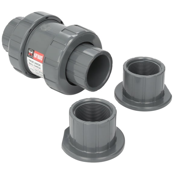 Hayward TC10150ST 1-1/2-Inch PVC TC Series True Union Check Valve with FPM Seals and Socket/Threaded End Connection CA3
