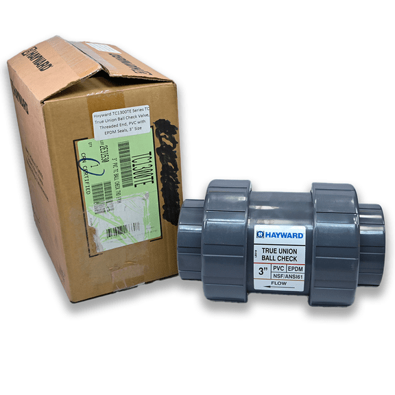 Hayward TC1300TE 3" PVC True Union Ball Check Valve FNPT Threaded Ends EPDM Seals