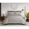 thumbnail image 1 of Hayward Taupe 3-Piece Cotton Diamond Jacquard Duvet Set - Full/Queen, 1 of 6