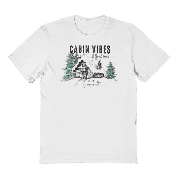 Haywood & Main Cabin Vibes Graphic White Men's Cotton T-Shirt