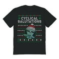 thumbnail image 1 of Haywood & Main Cyclical Salutations Festive Knit Graphic Black Men's Cotton T-Shirt, 1 of 1
