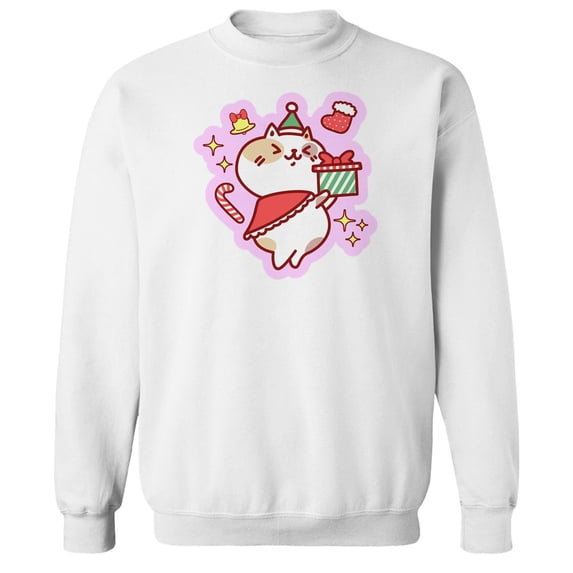 Haywood & Main Happy Christmas 2 Graphic White Men's Cotton Pullover Sweatshirt
