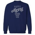 thumbnail image 1 of Haywood & Main Happy Merry Blah Graphic Navy Men's Cotton Pullover Sweatshirt, 1 of 1