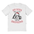 thumbnail image 1 of Haywood & Main He Sees How Much Graphic White Men's Cotton T-Shirt, 1 of 1