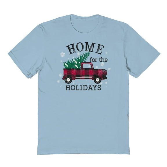 Haywood & Main Home For The Holidays Graphic Light Blue Men's Cotton T-Shirt