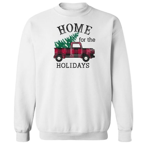 Haywood & Main Home For The Holidays Graphic White Men's Cotton Pullover Sweatshirt