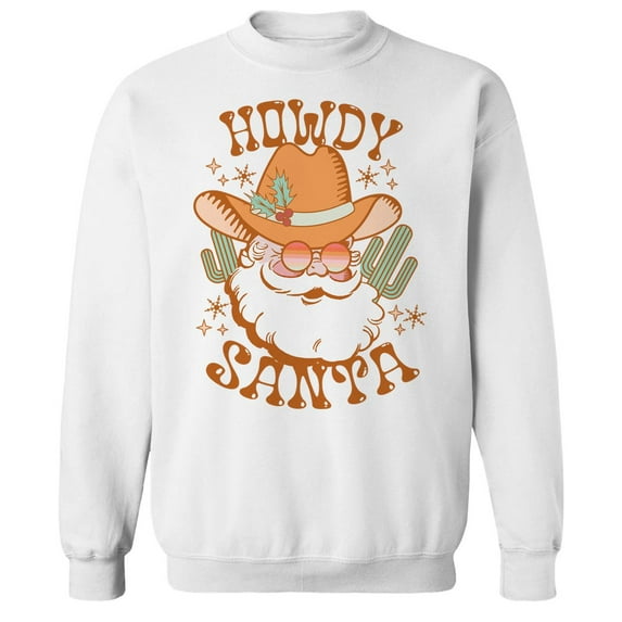 Haywood & Main Howdy Santa Graphic White Men's Cotton Pullover Sweatshirt