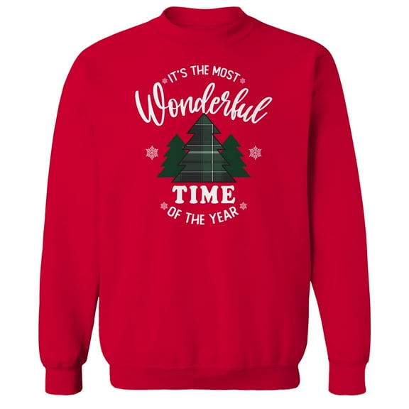 Haywood & Main It'S The Most Wonderful Time Graphic Red Men's Cotton Pullover Sweatshirt