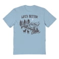 thumbnail image 1 of Haywood & Main Life'S Better At The Cabin Graphic Light Blue Men's Cotton T-Shirt, 1 of 1
