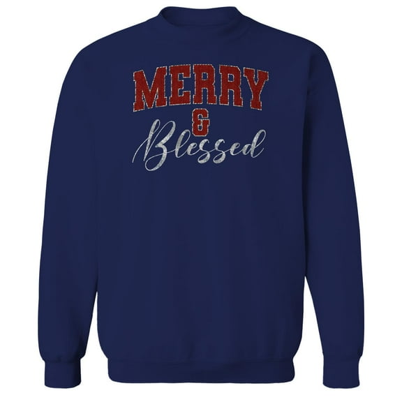 Haywood & Main Merry & Blessed Graphic Navy Men's Cotton Pullover Sweatshirt
