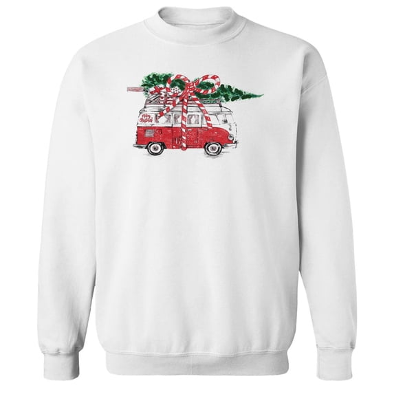 Haywood & Main Merry Christmas Graphic White Men's Cotton Pullover Sweatshirt