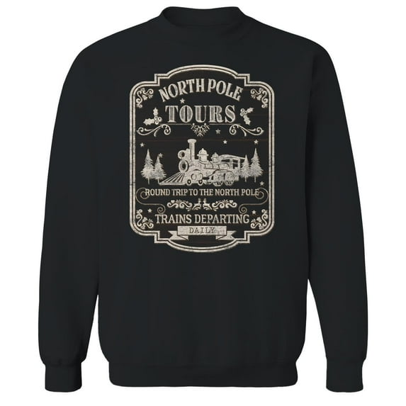 Haywood & Main North Pole Tour Graphic Black Men's Cotton Pullover Sweatshirt