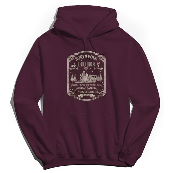 Haywood & Main North Pole Tour Graphic Maroon Men's Cotton Pullover Hoodie