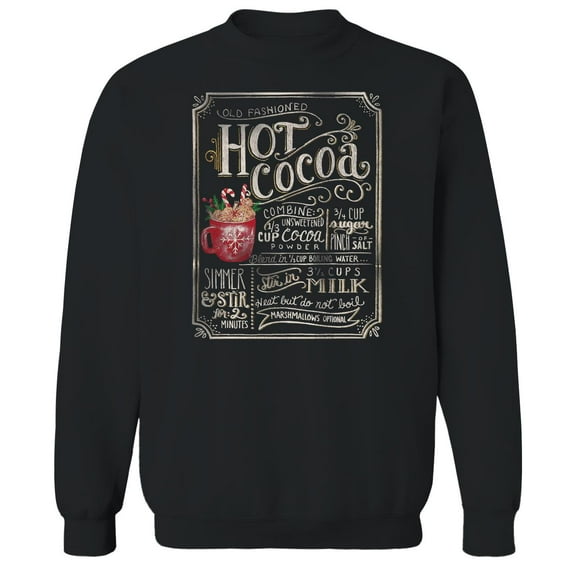 Haywood & Main Old Fashioned Hot Cocoa Graphic Black Men's Cotton Pullover Sweatshirt