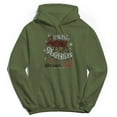 thumbnail image 1 of Haywood & Main Reindeer Sleigh Graphic Military Green Men's Cotton Pullover Hoodie, 1 of 1