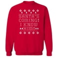thumbnail image 1 of Haywood & Main Santa Is Coming Graphic Red Men's Cotton Pullover Sweatshirt, 1 of 1