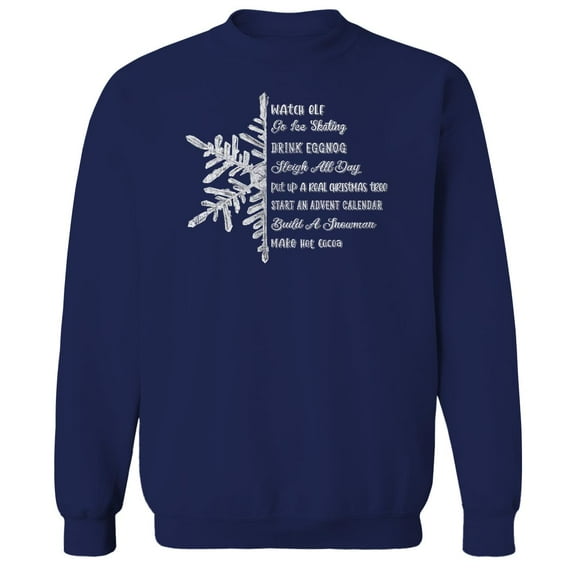 Haywood & Main Snowflake List Graphic Navy Men's Cotton Pullover Sweatshirt