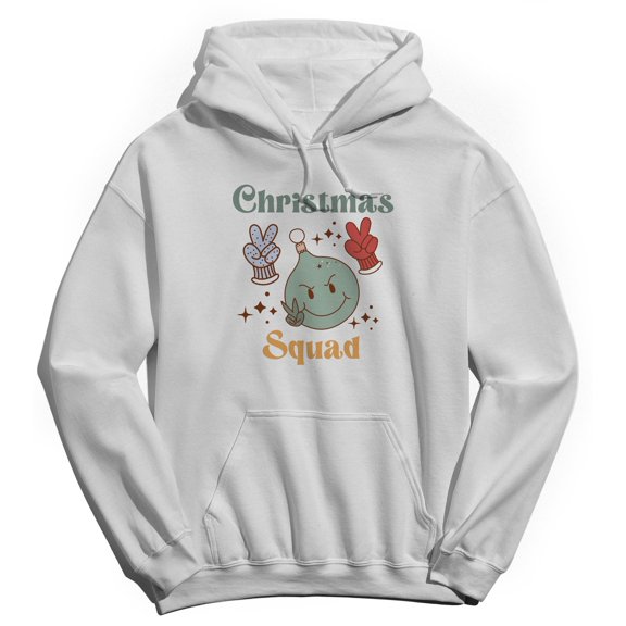 Haywood & Main Vintage Groovy Retro Christmas Squad Graphic White Men's Cotton Pullover Hoodie