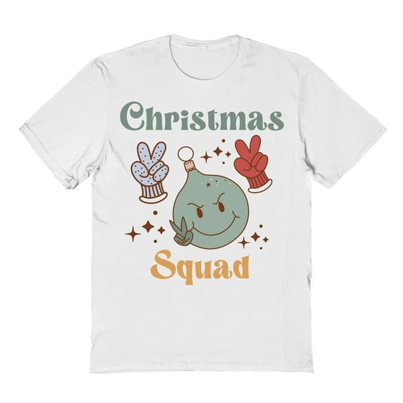 Haywood & Main Vintage Groovy Retro Christmas Squad Graphic White Men's Cotton T-Shirt