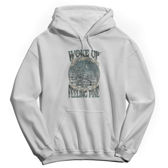 Haywood & Main Woke Up Feeling Pine Graphic White Men's Cotton Pullover Hoodie