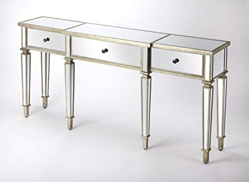 Hayworth Mirrored Console Table with Antique Gold Finish