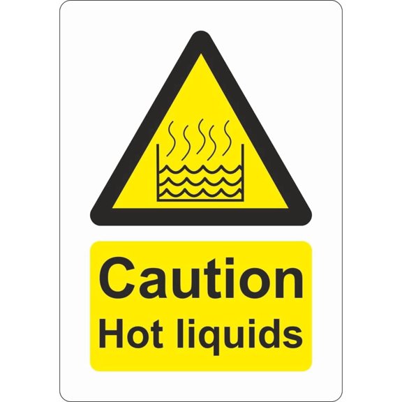 Hazard - Caution Hot Liquids Sign Metal Sign 8 x 12 Inch Wall Decor for Indoor & Outdoor Use