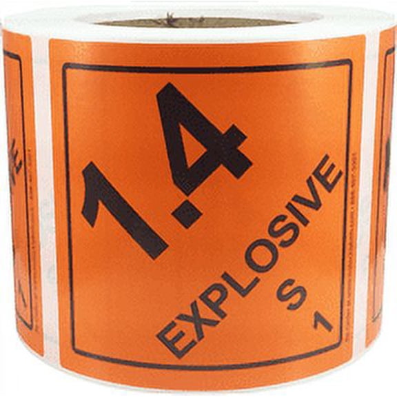 Hazard Class 1 D.O.T. Explosives 1.4 S Hazmat Labels | 4 x 4" Inch | 500 Pack