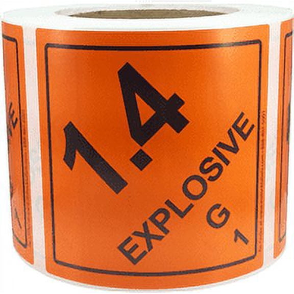 Hazard Class 1 D.O.T. Explosives 1.4G Hazmat Labels | 4 x 4" Inch | 500 Pack