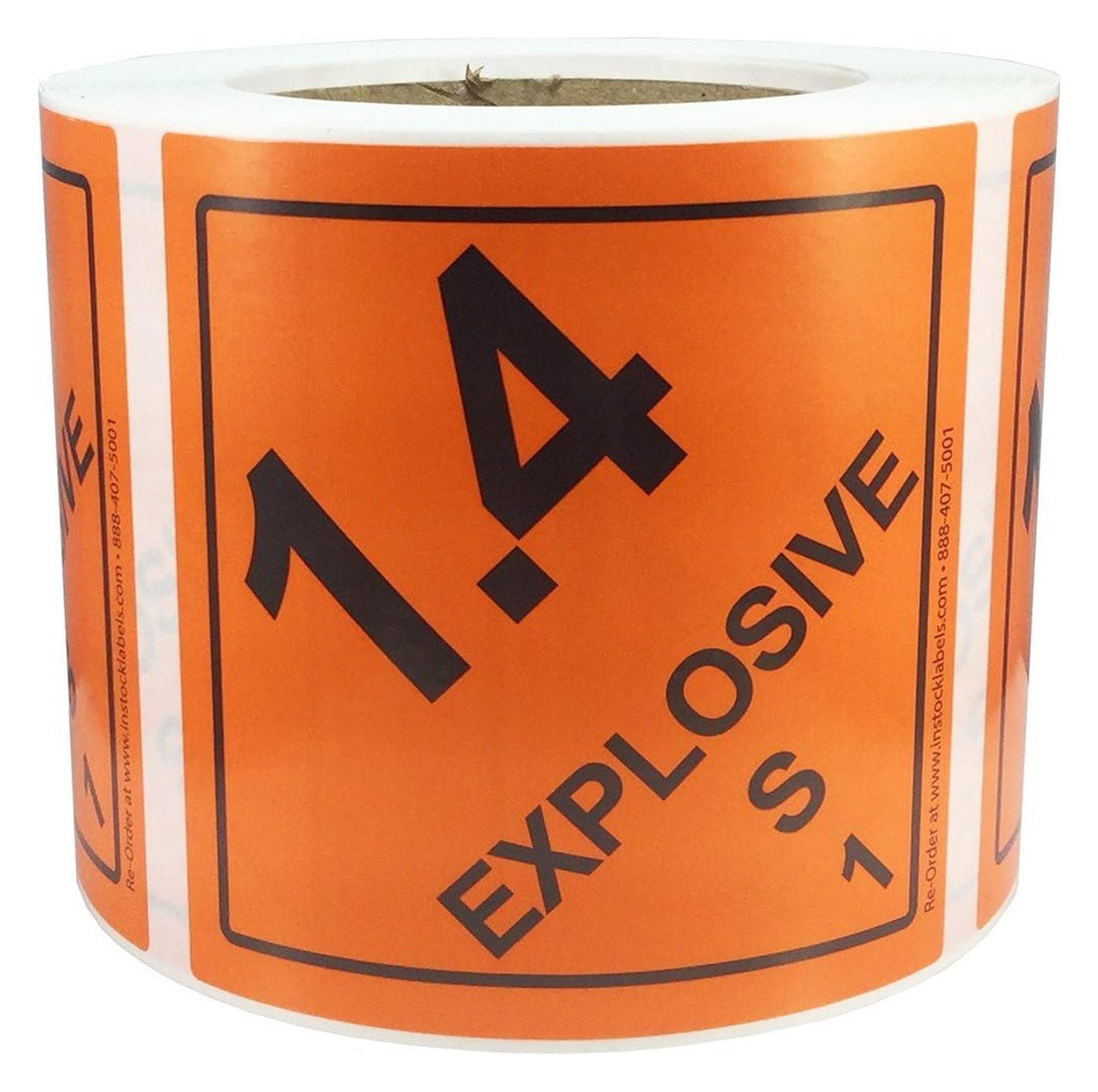Hazard Class 1 D.O.T. Explosives 1.4S Hazmat Labels 4x4 Inch Square 500 ...