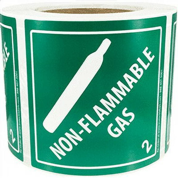 Hazard Class 2 D.O.T. Non-Flammable Gas Labels | 4 x 4" Inch | 500 Pack