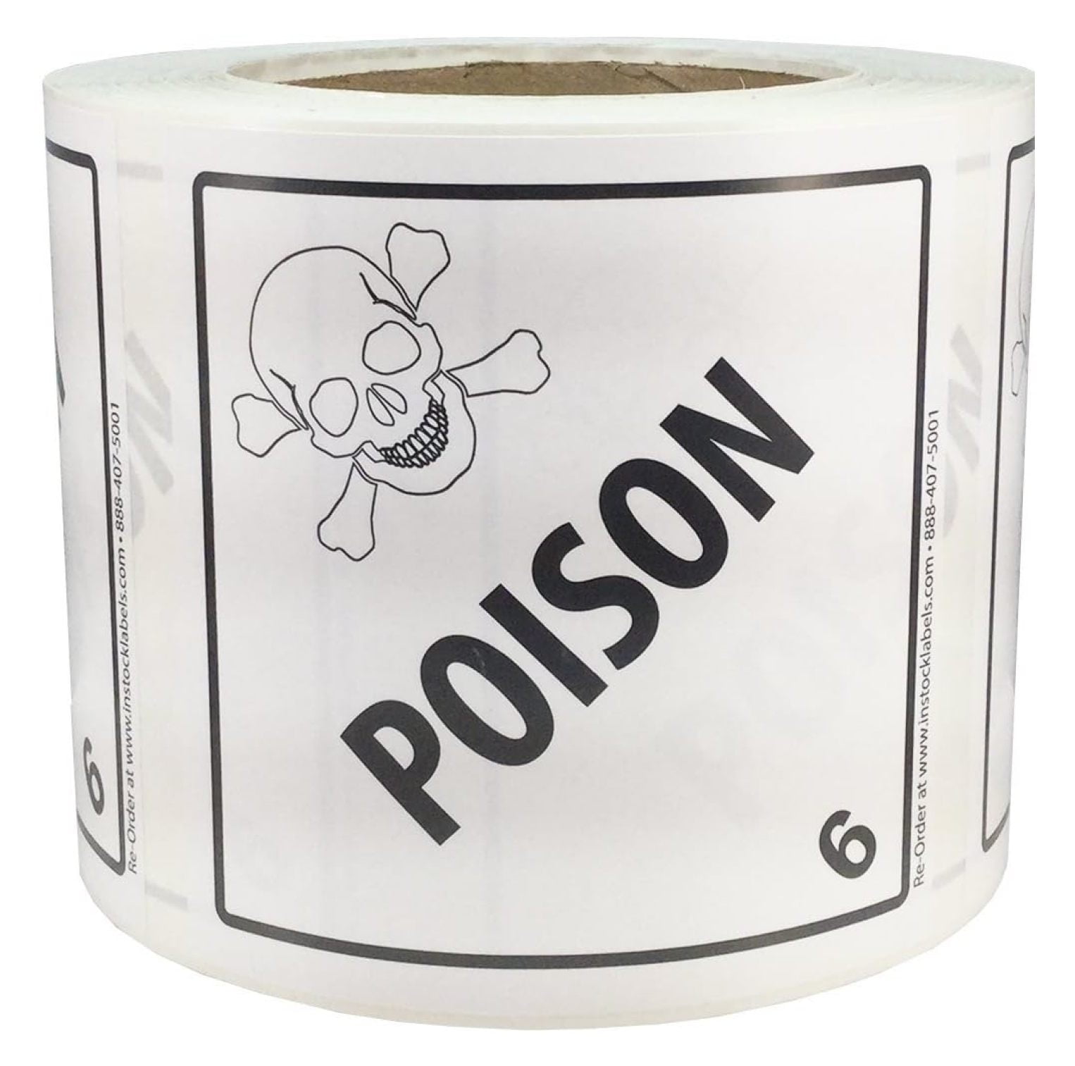 Poison Help Label Hazard Class 6 D.O.T. Poison Labels 4x4 Inch Square 500 Adhesive Labels ...