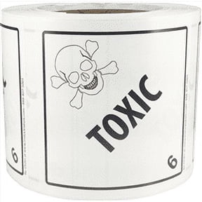 Hazard Class 6 D.O.T. TOXIC Labels | 4 x 4" Inch Square | 500 Pack