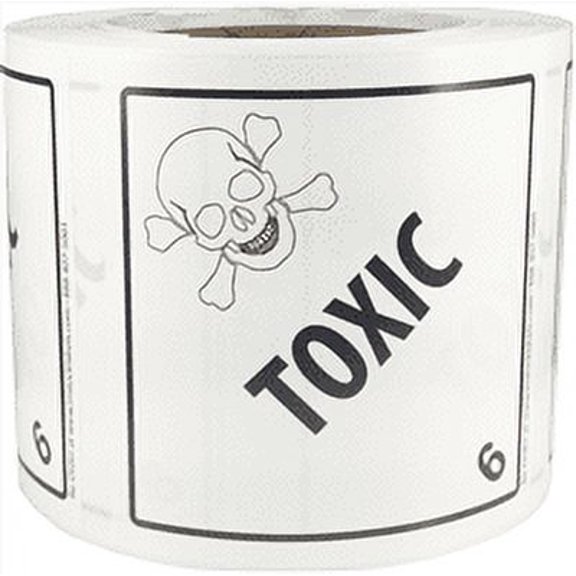 Hazard Class 6 D.O.T. TOXIC Labels | 4 x 4" Inch Square | 500 Pack