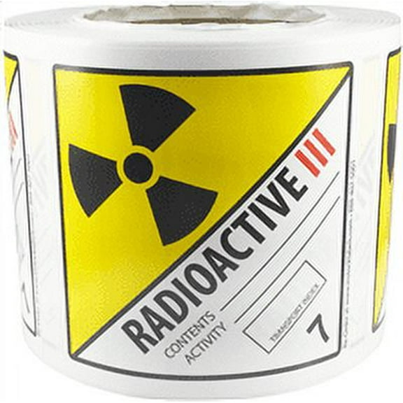 Hazard Class 7 D.O.T. Radioactive III Labels | 4 x 4" Inch Square | 500 Pack
