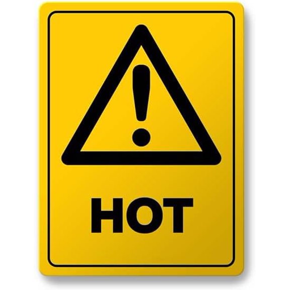 Hazard Sign - Hot - 8"x12" Metal Sign - Tin Warning Plaque for Indoor & Outdoor Use