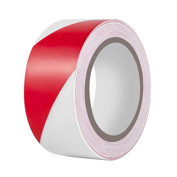 Hazard Tape - 2 Inch x 108 Feet Red & White Ultra-Adhesive Hazard Warning Safety Stripe Tape for Marking Floor, Walls