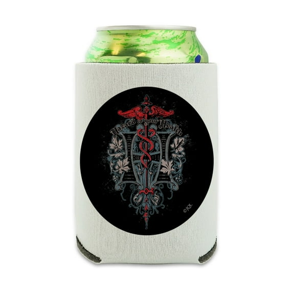 Hazard To Your Health Caduceus Biker Motorcycle Chopper Can Cooler - Drink Sleeve Hugger Collapsible Insulator - Beverage Insulated Holder