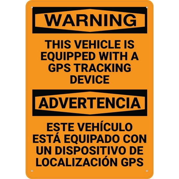 Hazard Vehicle Equipped With Gps Tracking Device Sign 8 X 12 Inches Rust Free . Aluminum - Uv Protected, Waterproof, Weatherproof And Fade Resistant - 4 Pre-Drilled Holes