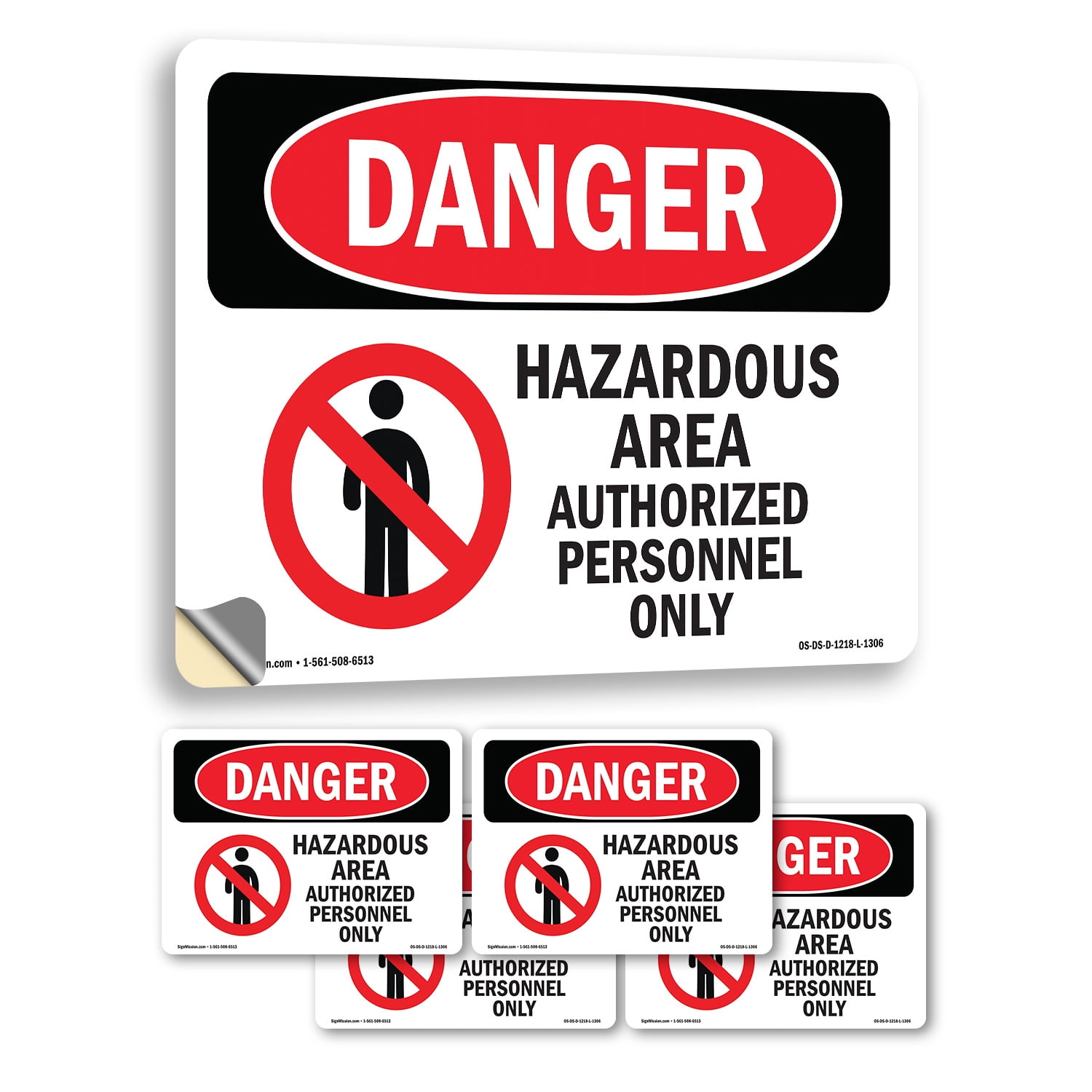 Personnel Labels Hazardous Area Authorized Personnel Only OSHA Danger Vinyl Decal Label ...