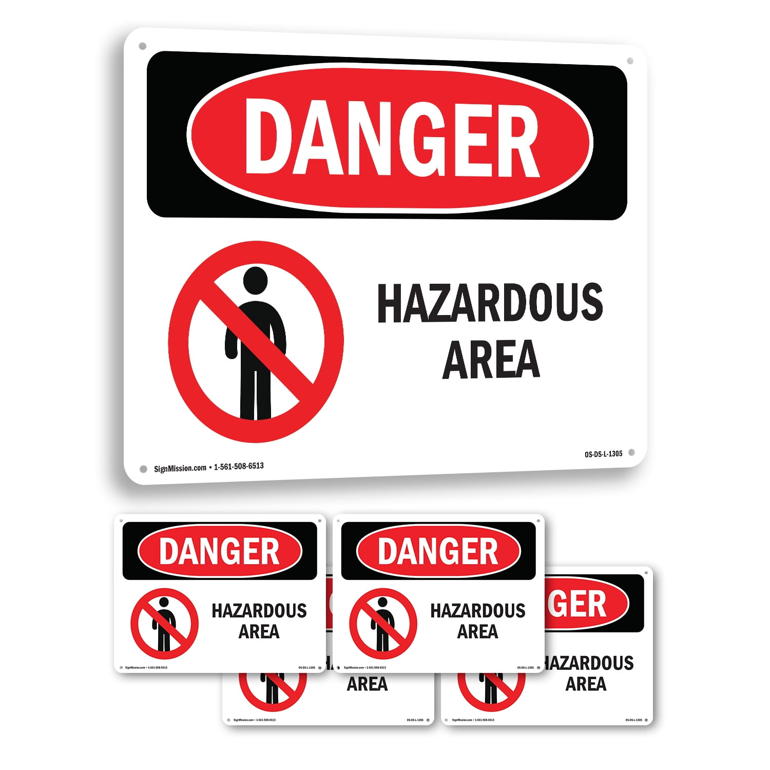 Hazardous Area OSHA Danger Aluminum Sign 18 Inch x 12 Inch - 5 Pack ...