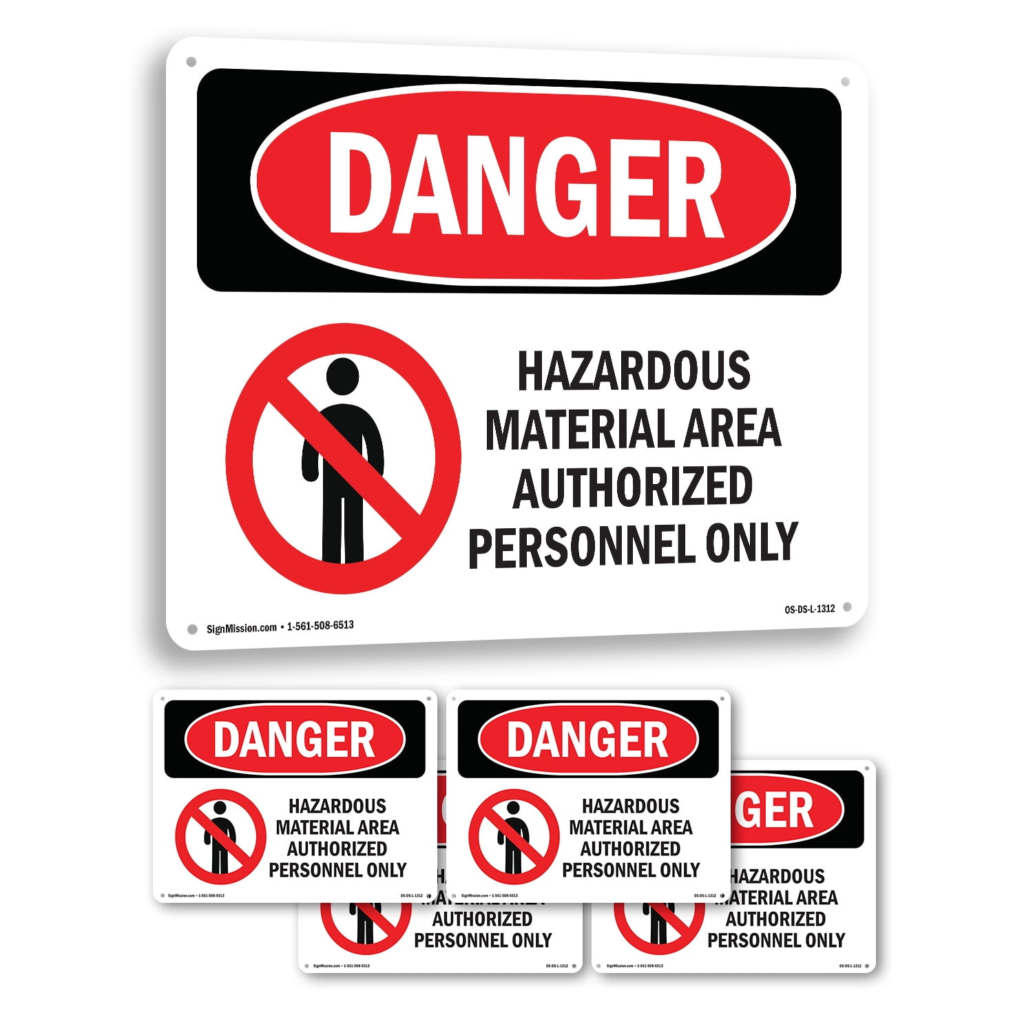 Hazardous Material Area Authorized Personnel OSHA Danger Rigid Plastic ...